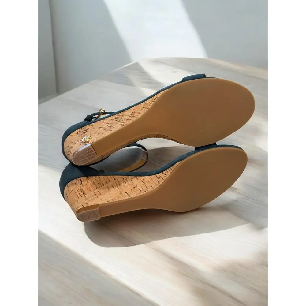Tory Burch Savannah Suede Wedge Sandal Size 7.5M